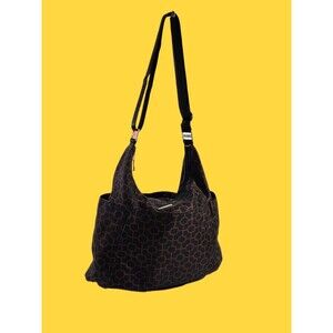 Baggallini Brown Geometric Lightweight Canvas Crossbody Purse‎ Shoulder Bag EUC